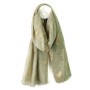 POM : Muted Olive Green Gold Foil Ginko Leaf Scarf