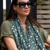 POM : Dusky Green-Grey Silver Foil Floral Print Scarf