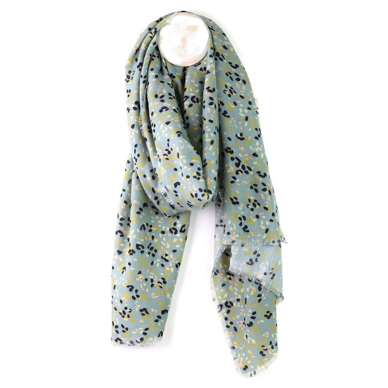POM : Pale Mint Green Ditsy Print Recycled Scarf