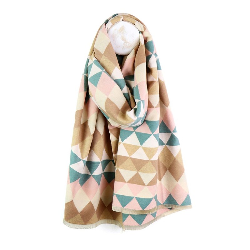 POM : Pea Green / Light Beige Acquard Scarf
