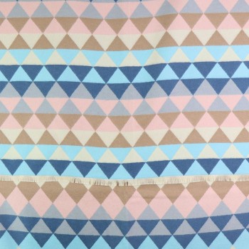 POM : Blue / Beige Mix Triangle / Diamond Pattern Scarf