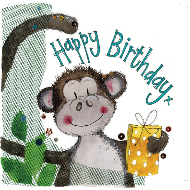 ALEX CLARK: CARD - MONKEY & GIFT