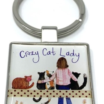 ALEX CLARK: KEY RING - CRAZY CAT LADY