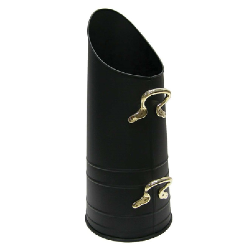CASTLE LIVING COAL HOD BLACK WITH BRASS HANDLES