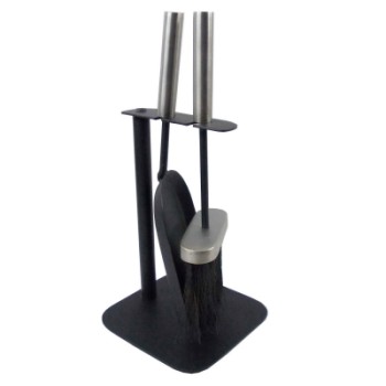 CASTLE LIVING UPRIGHT HEARTH TIDY BLACK & PEWTER