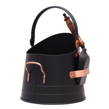 CASTLE LIVING COAL BUCKET & SHOVEL BLK & ANT COP