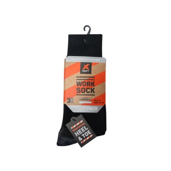 XPERT CORE COMFORT WORK SOCK 3PK BLACK/GREY