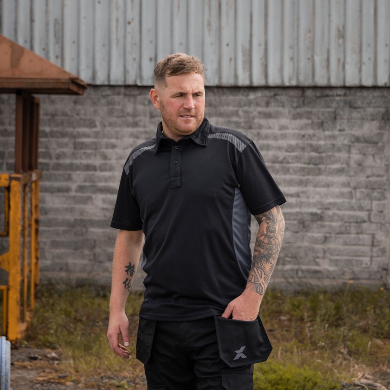 XPERT PRO STRETCH POLO SHIRT BLACK/GREY
