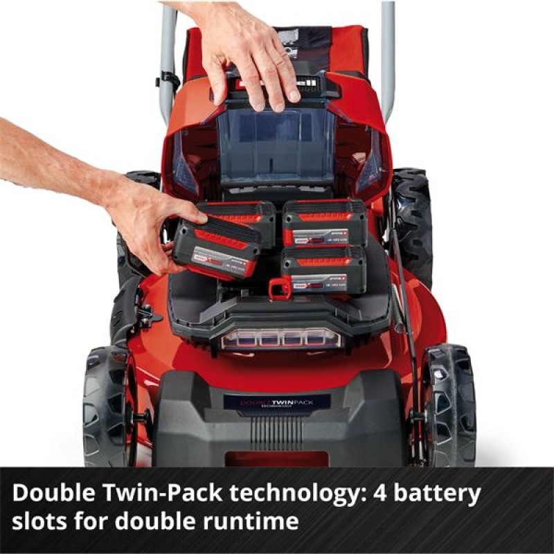 Einhell Power X-Change 36V Cordless Lawn Mower, 52cm Cutting Width, 4x5.2Ah Batteries, Steel Deck