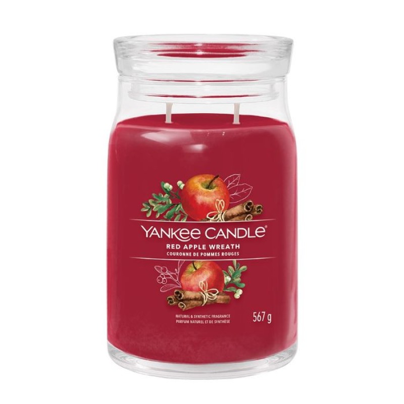 YANKEE : LARGE JAR - RED APPLE WREATH