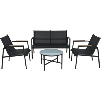 KM : GARDEN FURNITURE SET 4PCS BLACK FRAME