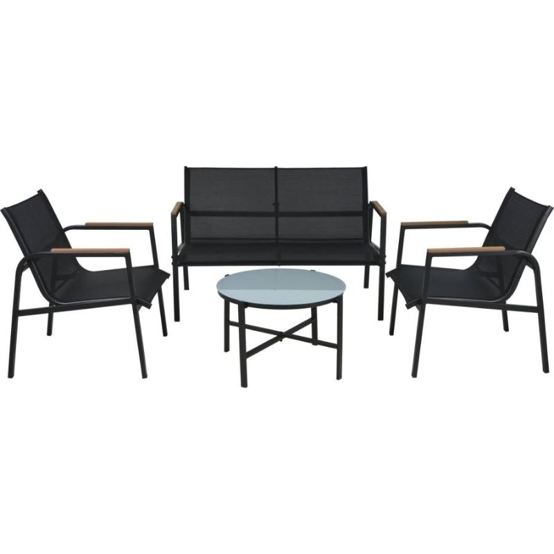 KM : GARDEN FURNITURE SET 4PCS BLACK FRAME
