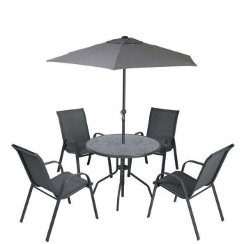 Garden Furniture AMORA 4 Seater Dining Set with Parasol