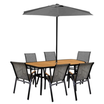 Garden Furniture AMORA 6 Seater Dining Set with Parasol