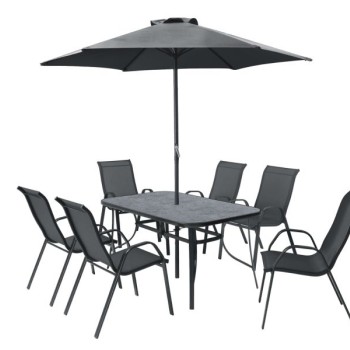 Garden Furniture AMORA 6 Seater Dining Set with Parasol
