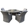 Garden Furniture Suite - RIVIERA 4 Seat Round Dining Set - Dark Grey 