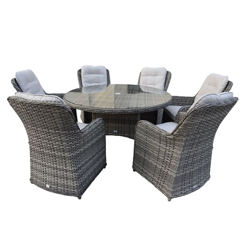 Garden Furniture Suite - RIVIERA 6 Seat Round Dining Set - Dark Grey