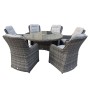Garden Furniture Suite - RIVIERA 6 Seat Round Dining Set - Dark Grey