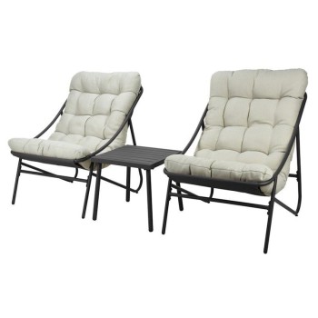GARDEN FURNITURE SET 3PC BLACK FRAME