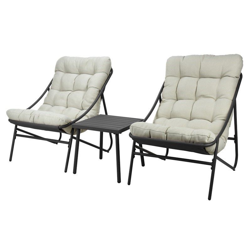 GARDEN FURNITURE SET 3PC BLACK FRAME