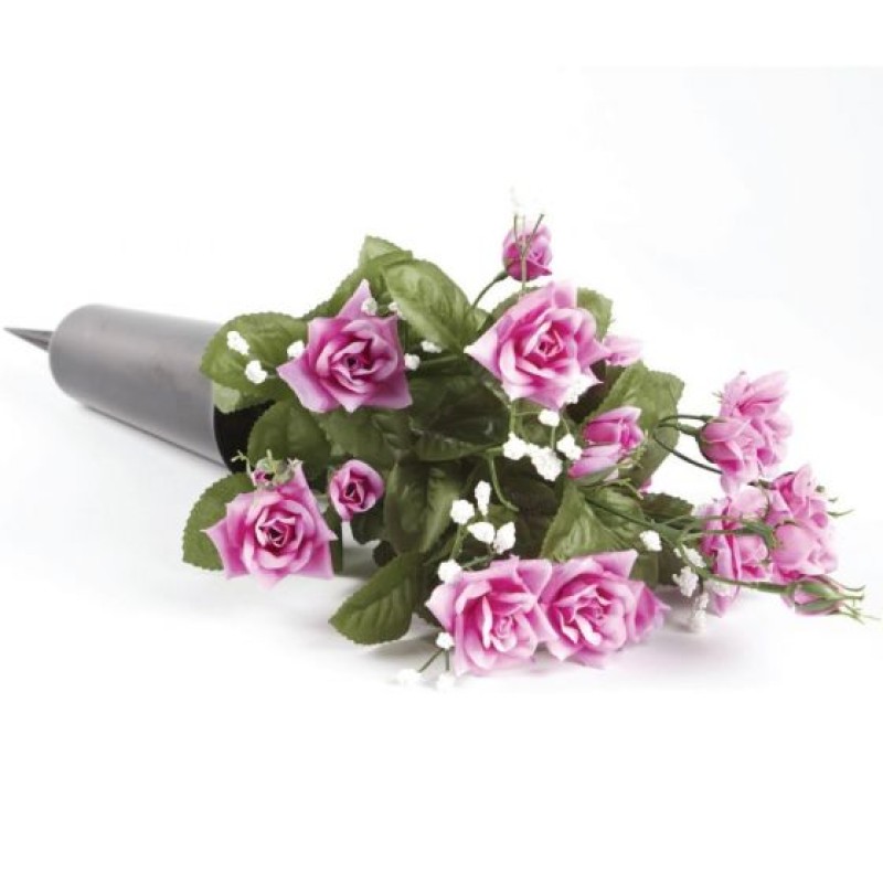 Grave Vase Spike with Roses & Gyp