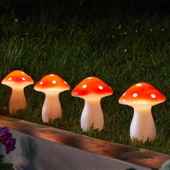 Solar Fairy Mushroom Stake Lights - Set of 4