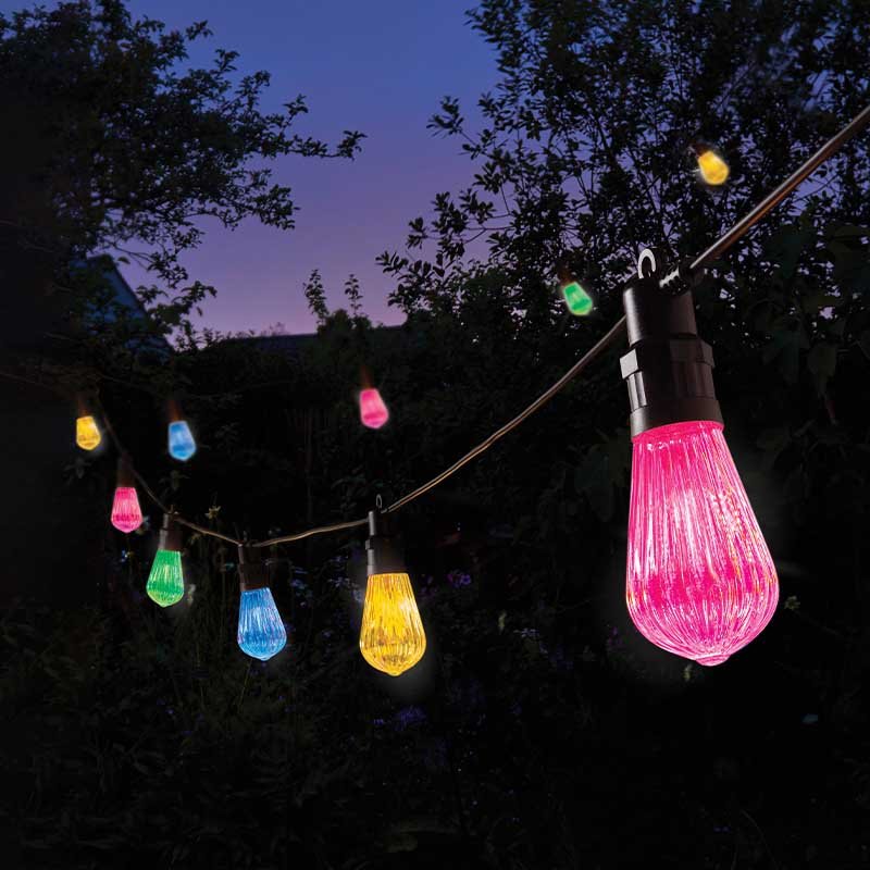 Eureka Fluted Festoon LV String Solar Lights - Multi Coloured Set of 20