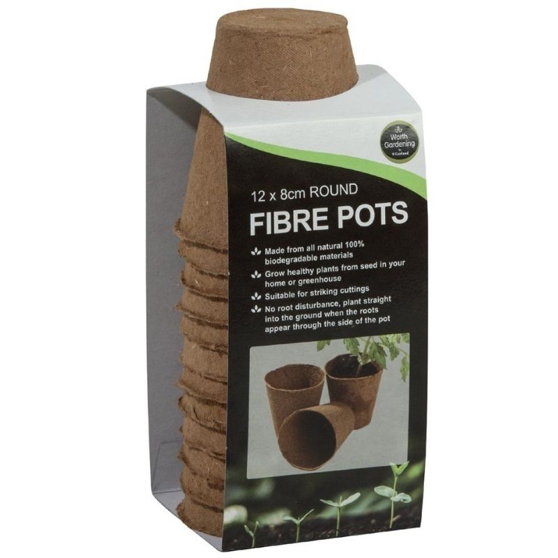 Round Fibre Pots 8cm 12pack