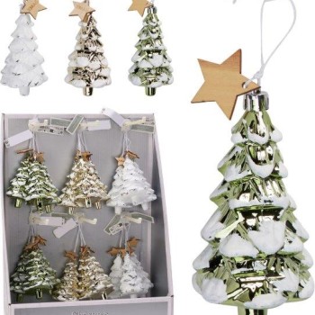 XMAS TREE HANG DECO 12X6CM 3ASST