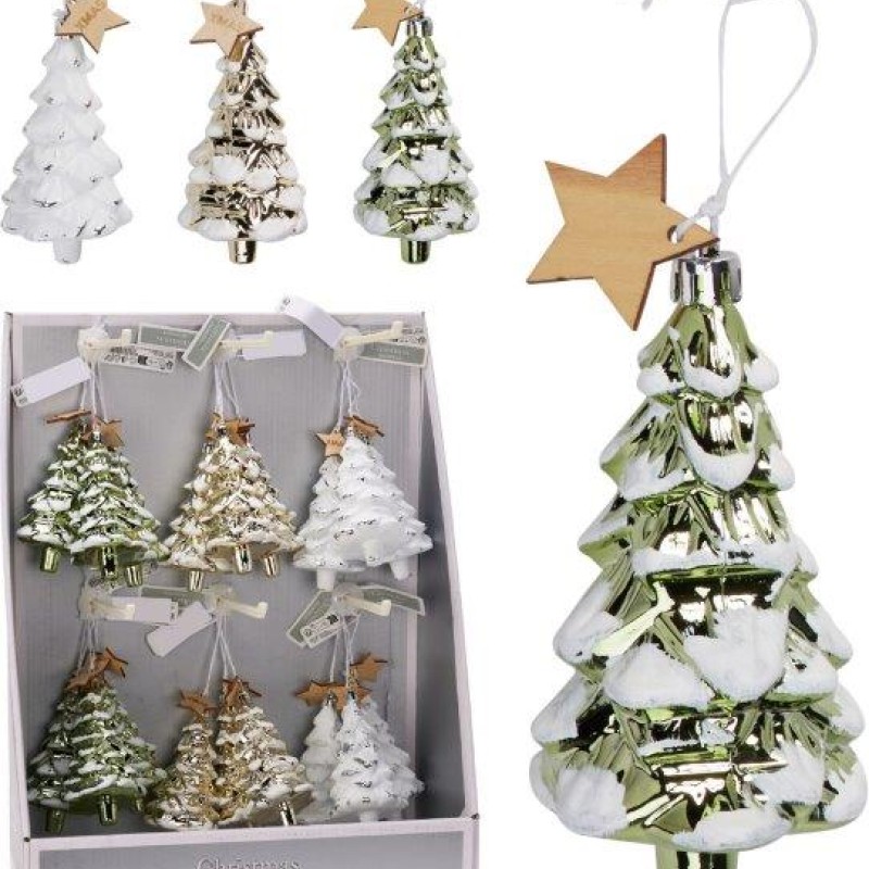 XMAS TREE HANG DECO 12X6CM 3ASST