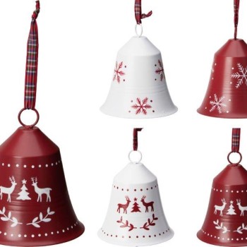 XMAS HANG DECO BELL 12X15CM 4ASS