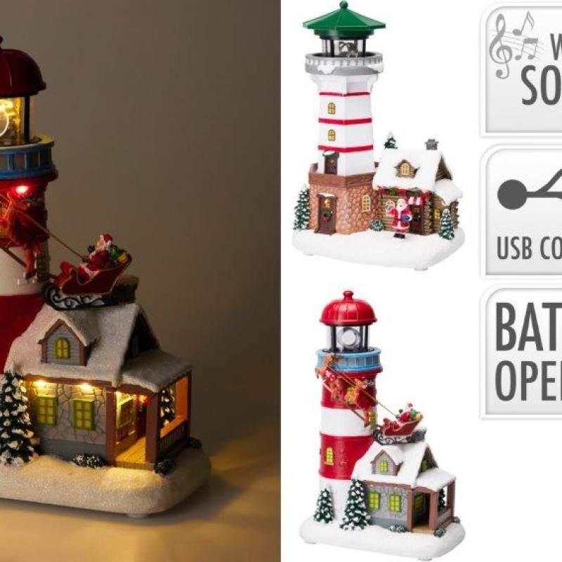 XMAS LIGHT TOWER 29CM LED 2ASS
