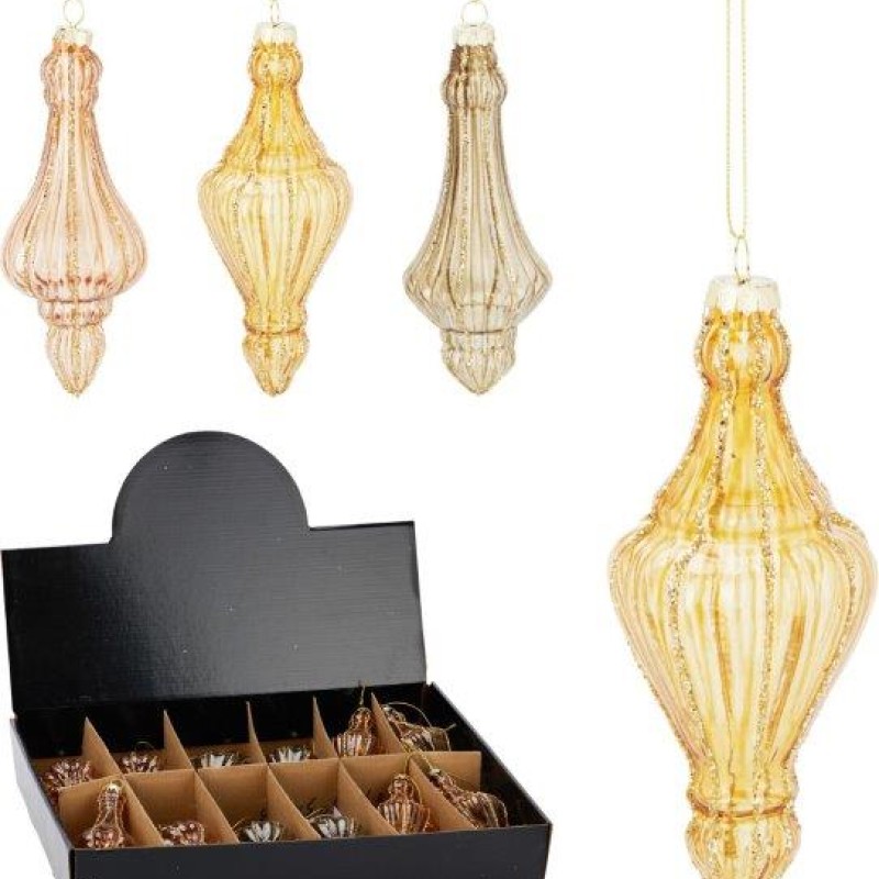 XMAS ORNAMANT GLASS 6X15CM 6ASS