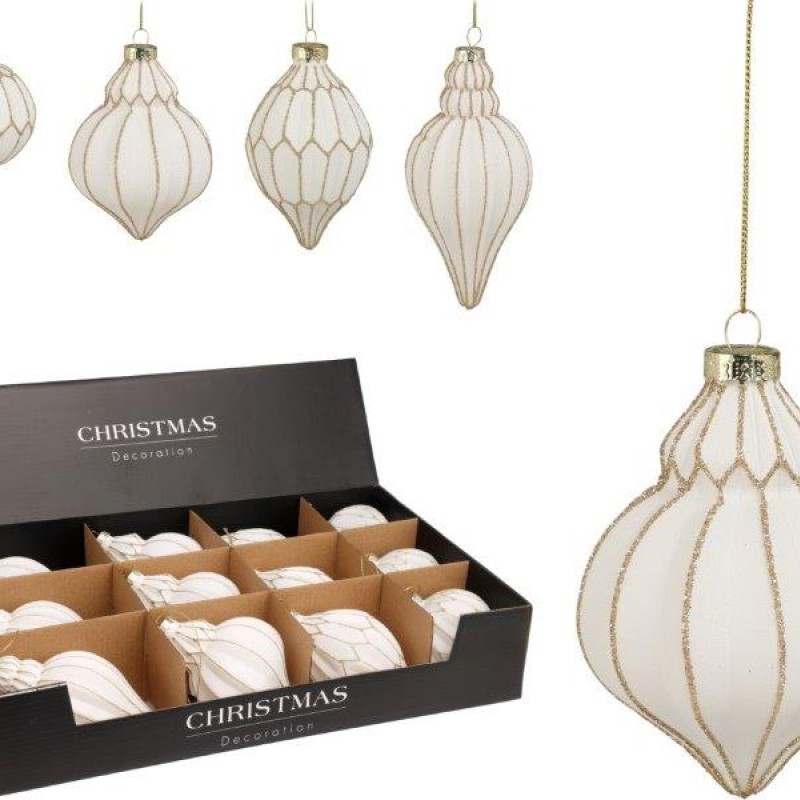 XMAS BALL ORNAMENT WHITE GOLD