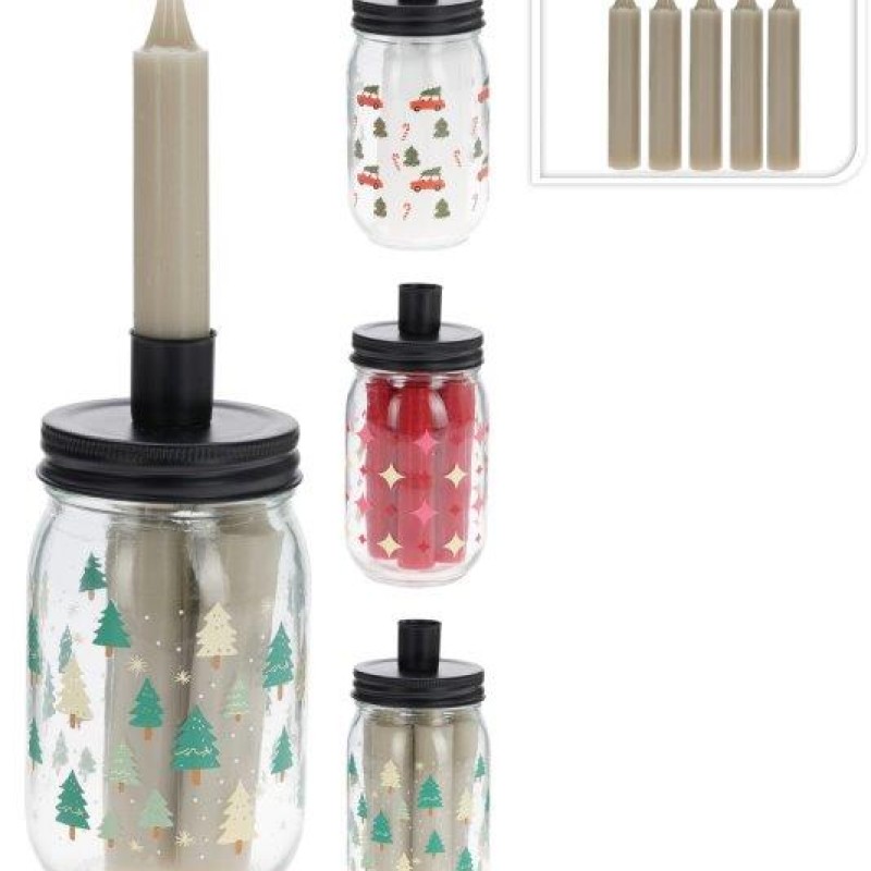 XMAS DINNER CANDLES IN GLASS JAR