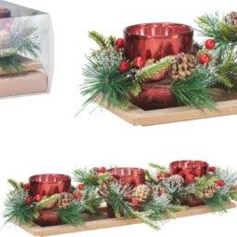 XMAS TEALIGHT HOLDER S4 3ASS CLR