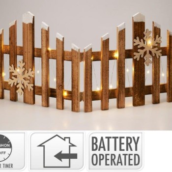 XMAS FENCE WITH LED BROWN 30CM