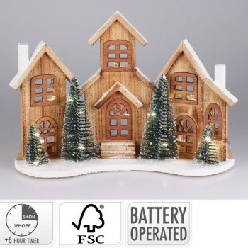 XMAS HOUSES WITH LED 38X27CM