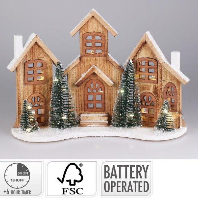 XMAS HOUSES WITH LED 38X27CM