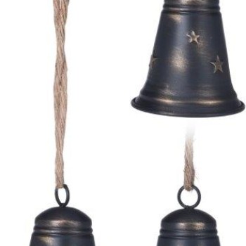 XMAS BELL WITH JUTE HANGER 9X13CM