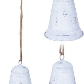 XMAS BELL WITH JUTE HANGER 12X16CM