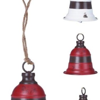 XMAS BELL WITH JUTE HANGER 10X12CM