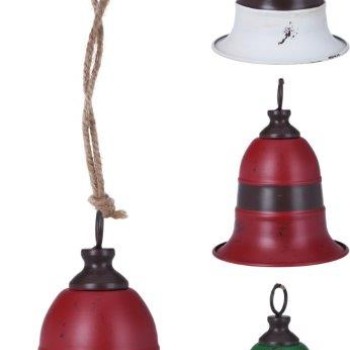 XMAS BELL WITH JUTE HANGER 14X19CM