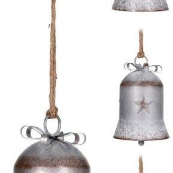 XMAS BELL HANGING DECO 21CM 3ASS