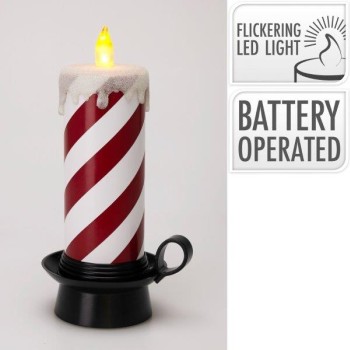 XMAS LED CANDLE CANDY CANE 15X12X29