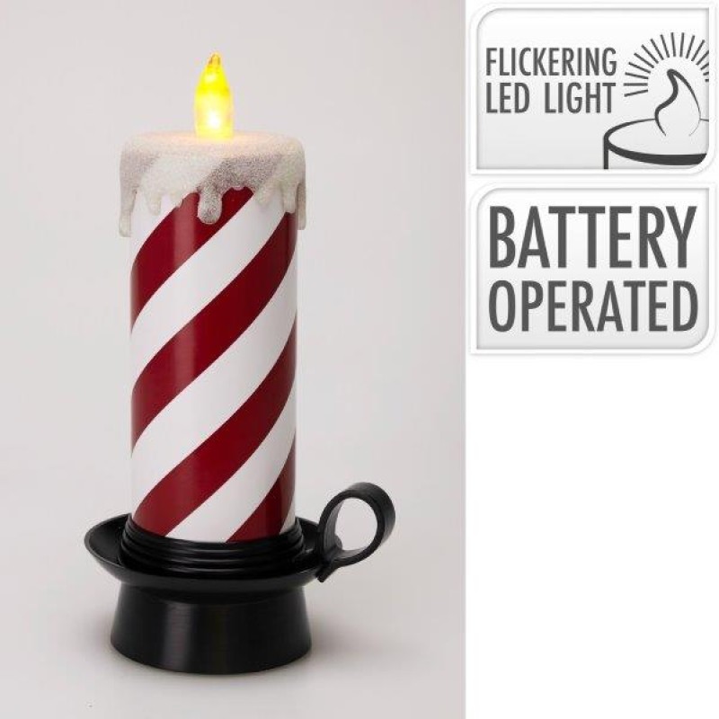 XMAS LED CANDLE CANDY CANE 15X12X29
