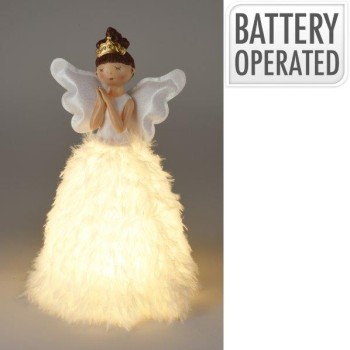 ANGEL WITH LED 22X36CM WHITE