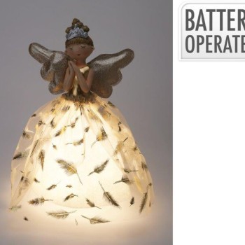 ANGEL WITH LED 22X36CM GOLD