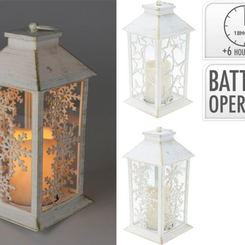 LANTERN WITH LED 28CM WHITE
