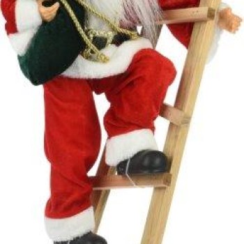 SANTA STANDING ON LADDER RED